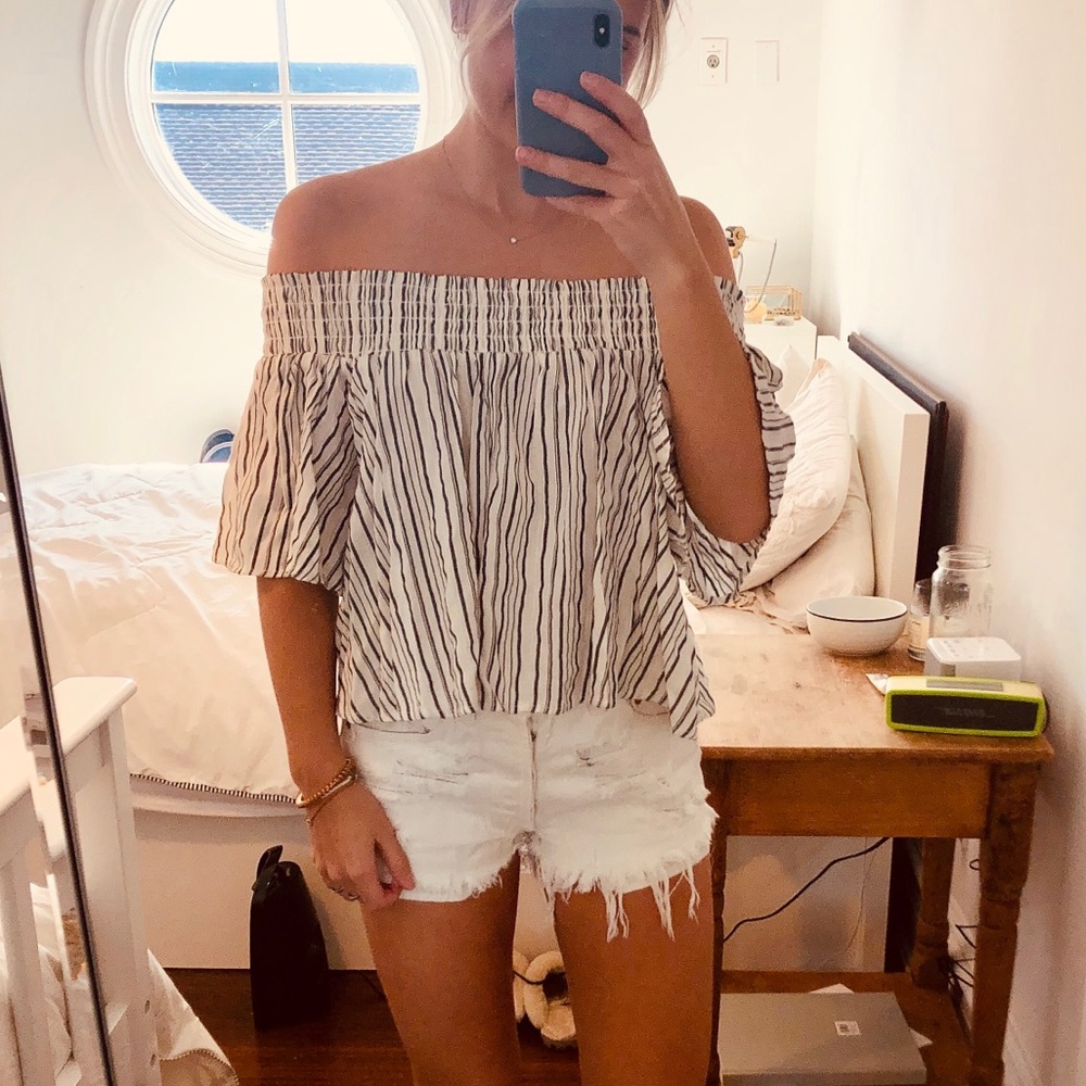 Off the shoulder striped top